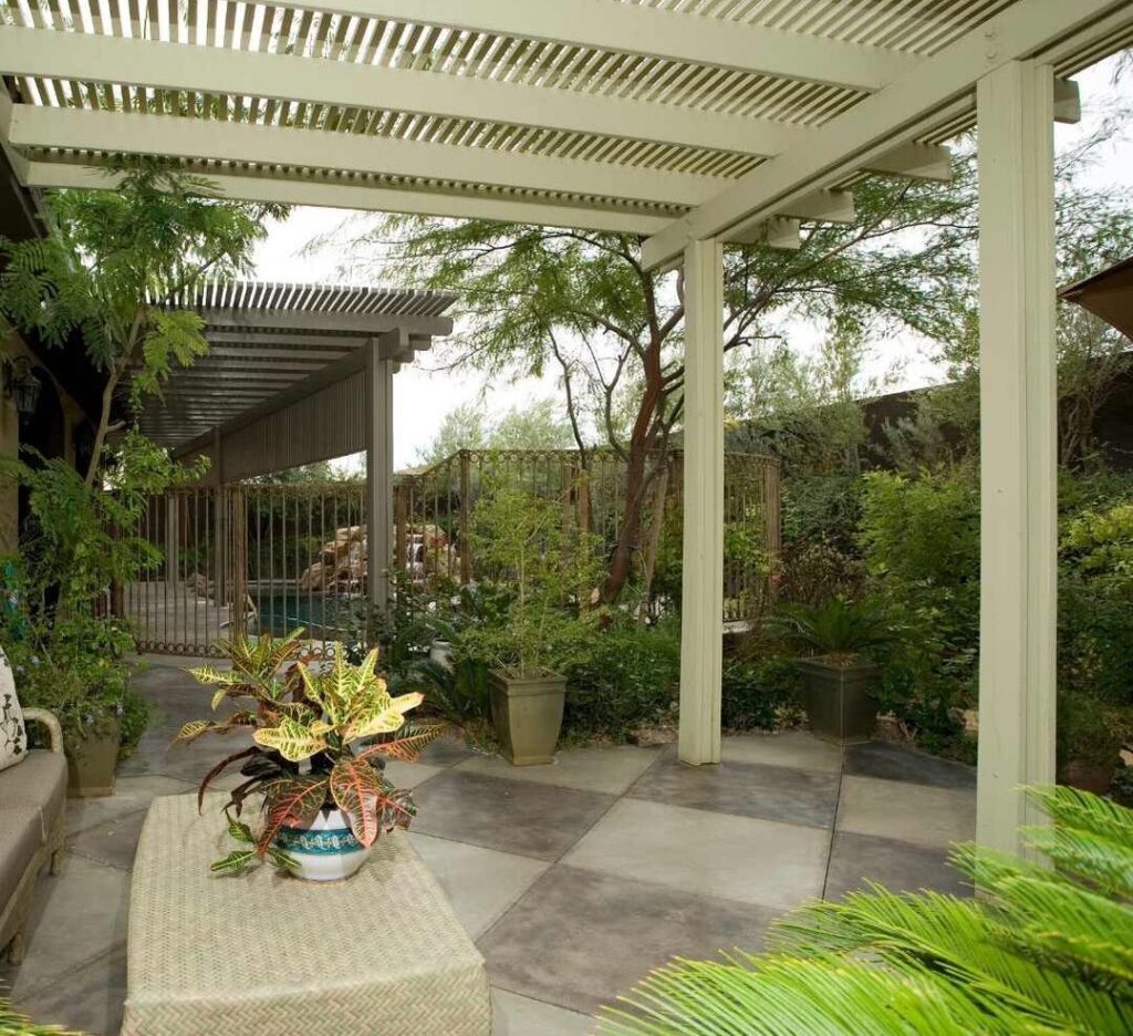 white timber pergola